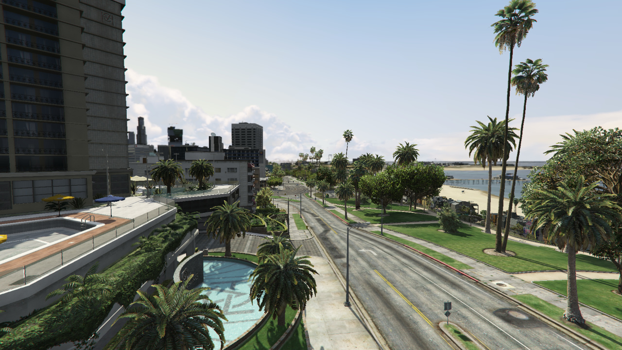 深度解析GTA5录像功能、导演模式及R星编辑器的实用操作与作用插图 R星编辑器中的洛圣都景象