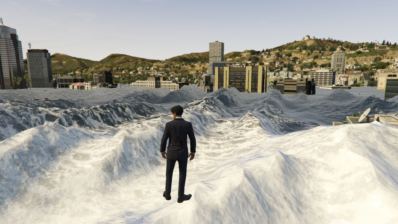 探究GTA5修改器在优化游戏体验中的应用插图1 利用GTA5修改器生成的海啸场景